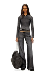 Women's Cropped jacket in monochrome denim Black