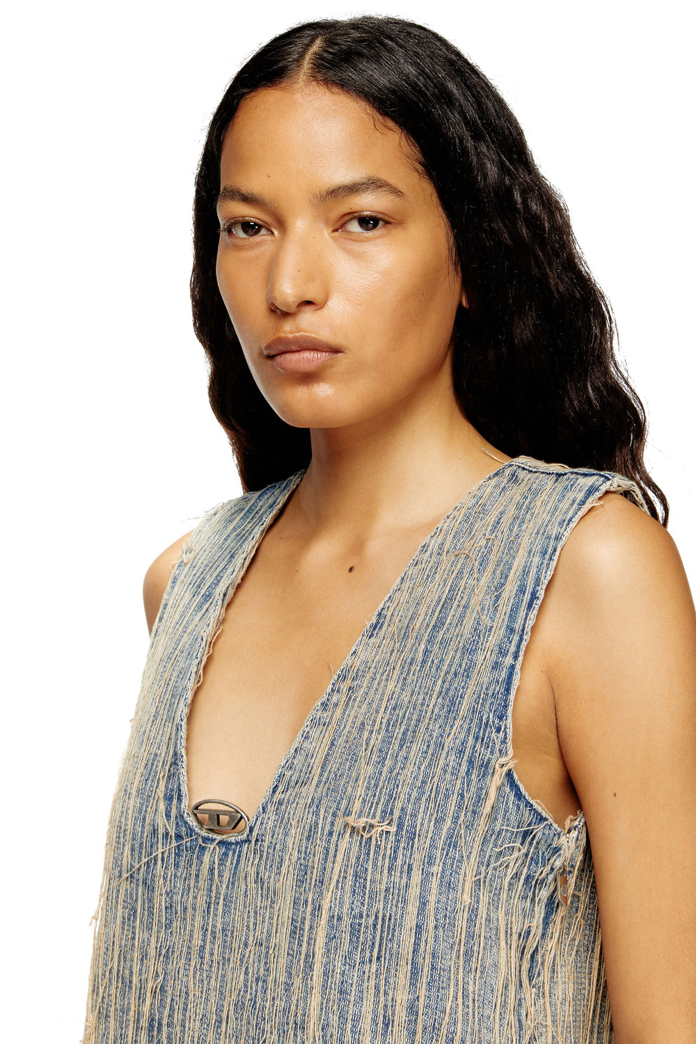 Women's Distressed effect denim dress Blue