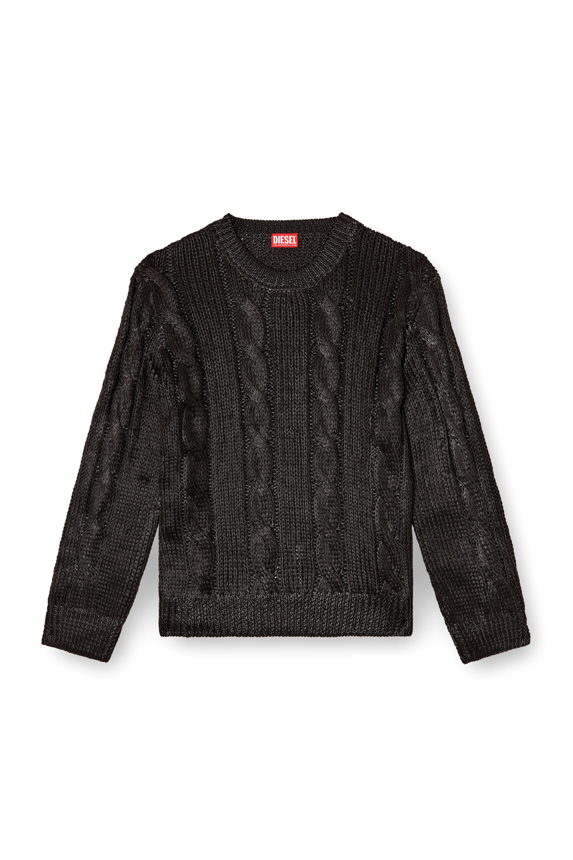 Men's Cable-knit jumper with shiny effect Black