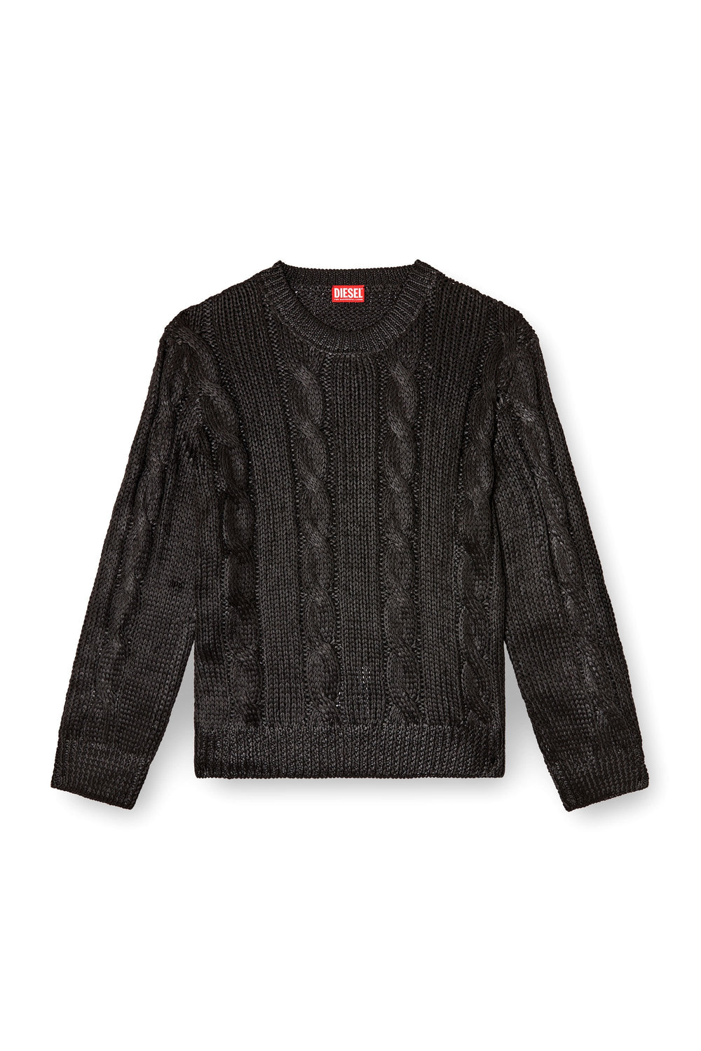 Men's Cable-knit jumper with shiny effect Black
