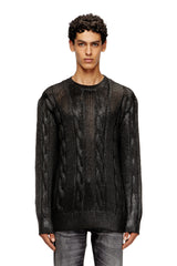 Men's Cable-knit jumper with shiny effect Black