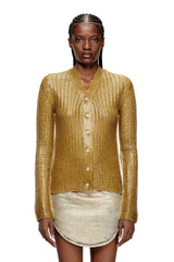Women's Ribbed cardigan with shiny effect Brown