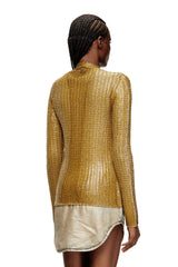 Women's Ribbed cardigan with shiny effect Brown
