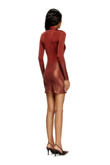 Women's Polo mini dress with front buttons Brown