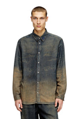 Men's Shirt in fluid shaded denim Blue