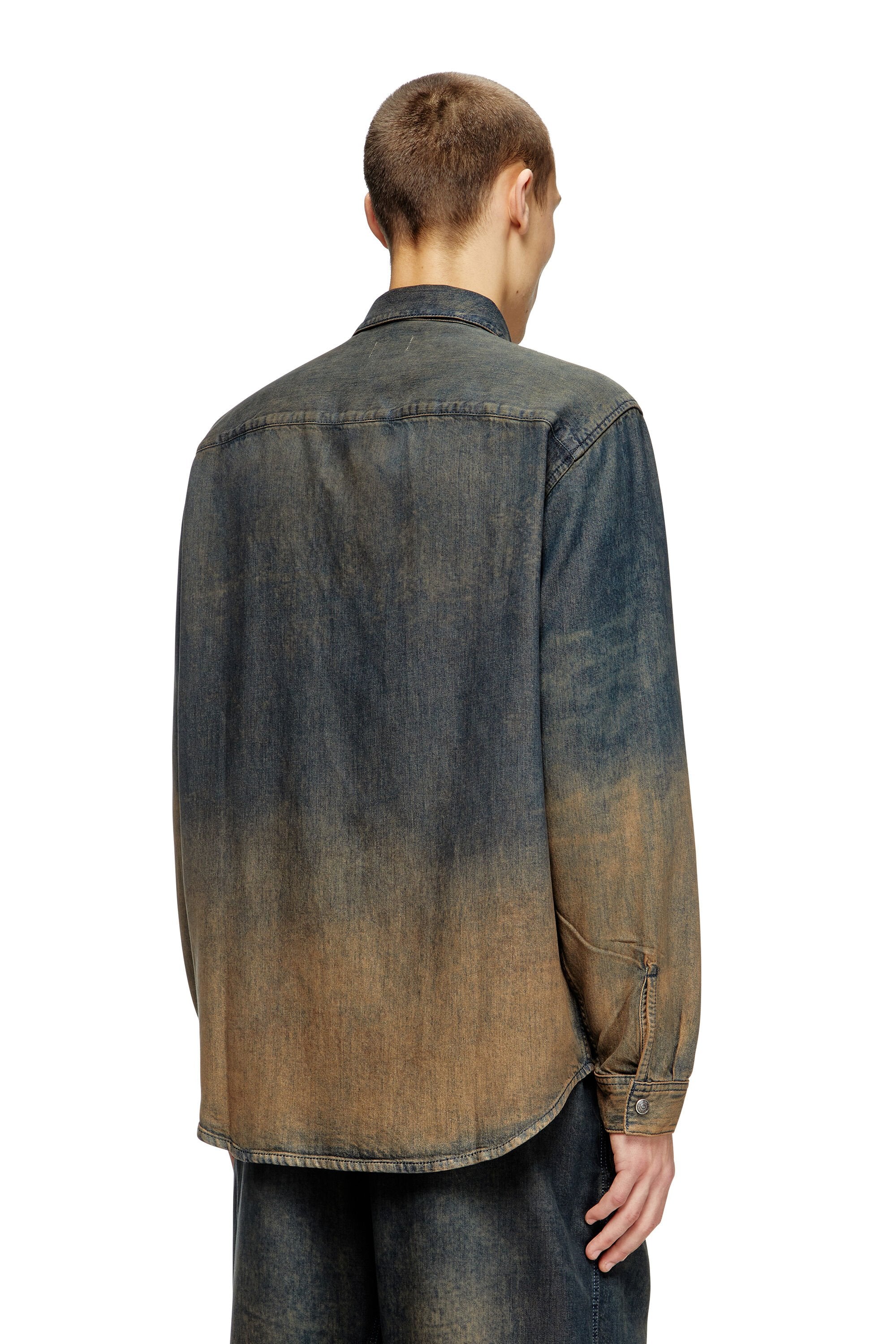 Men's Shirt in fluid shaded denim Blue