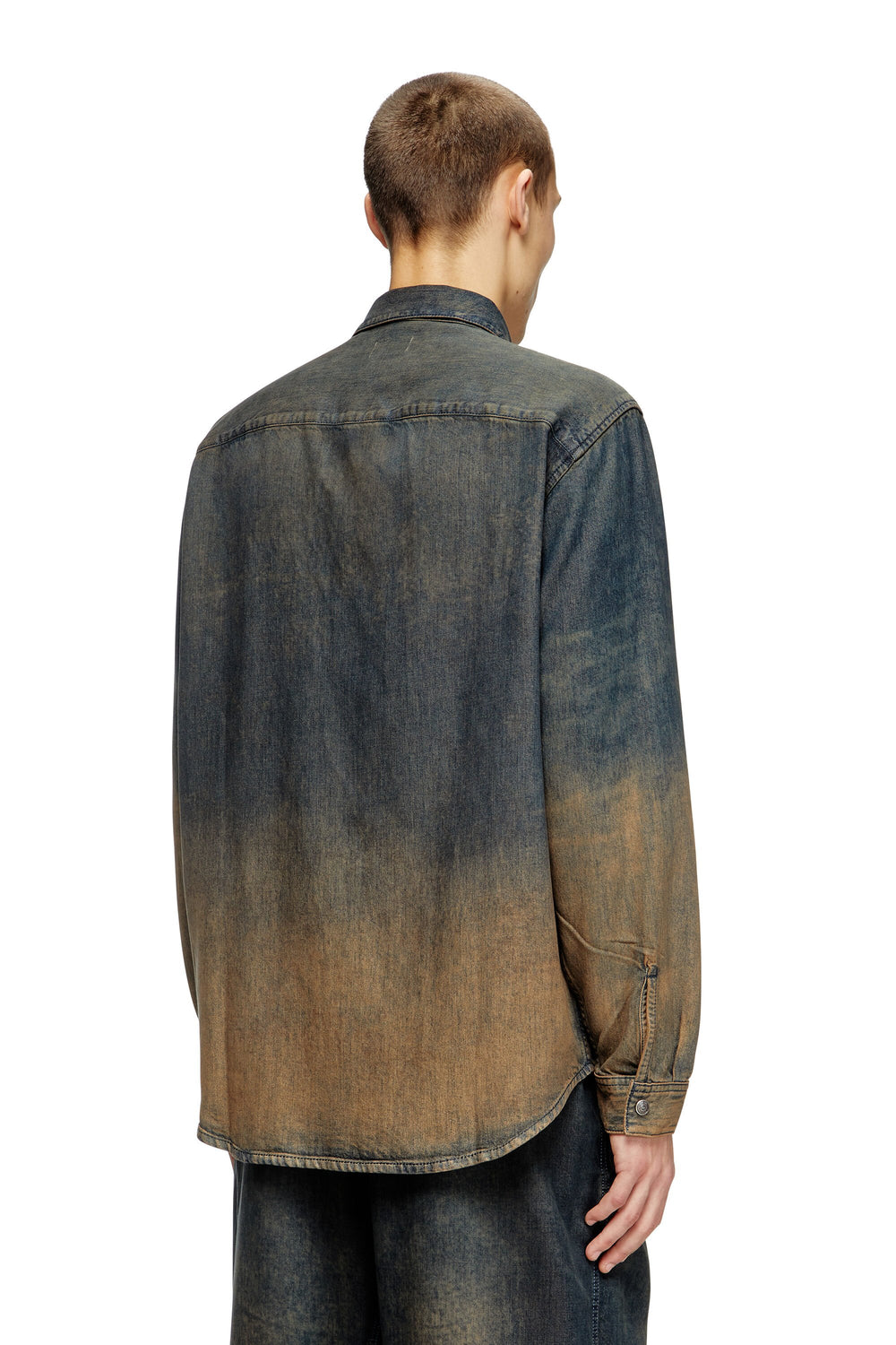 Men's Shirt in fluid shaded denim Blue