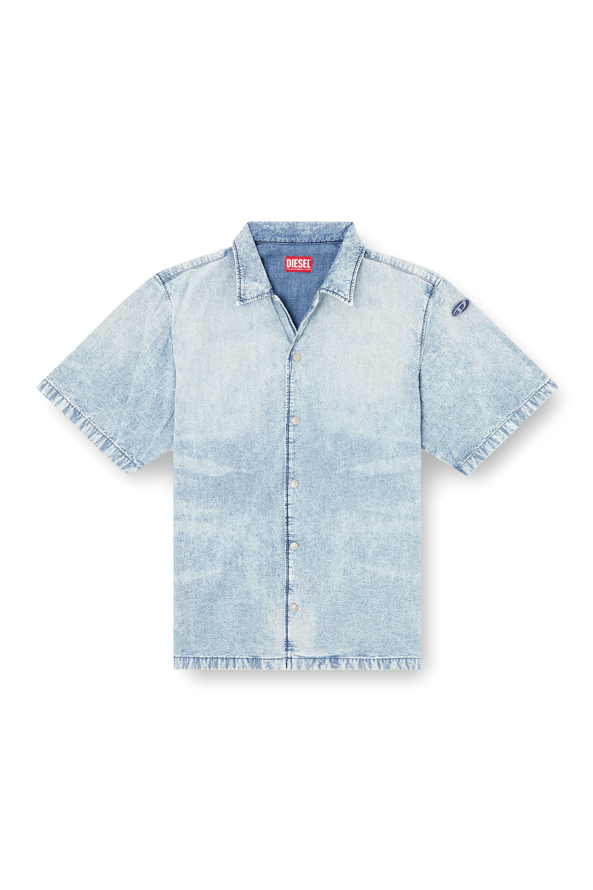 Men's Bowling shirt in marbled denim Blue