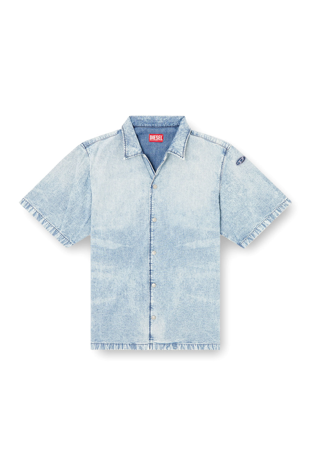 Men's Bowling shirt in marbled denim Blue