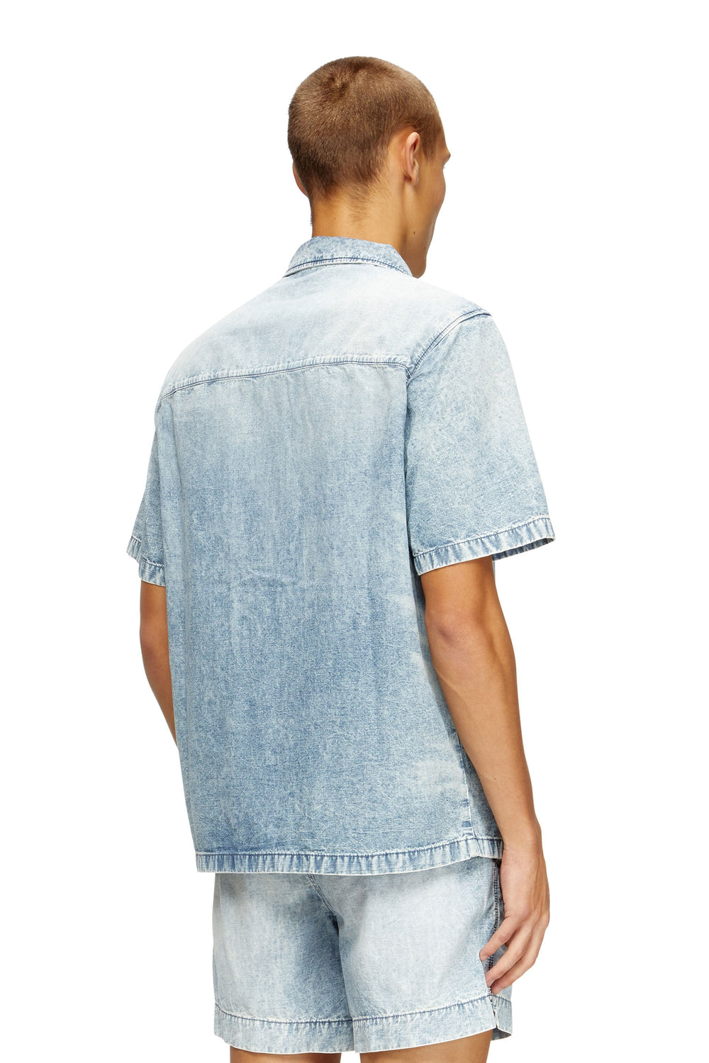 Men's Bowling shirt in marbled denim Blue