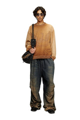 Men's Faded sweatshirt with devoré Phoenix logo Brown