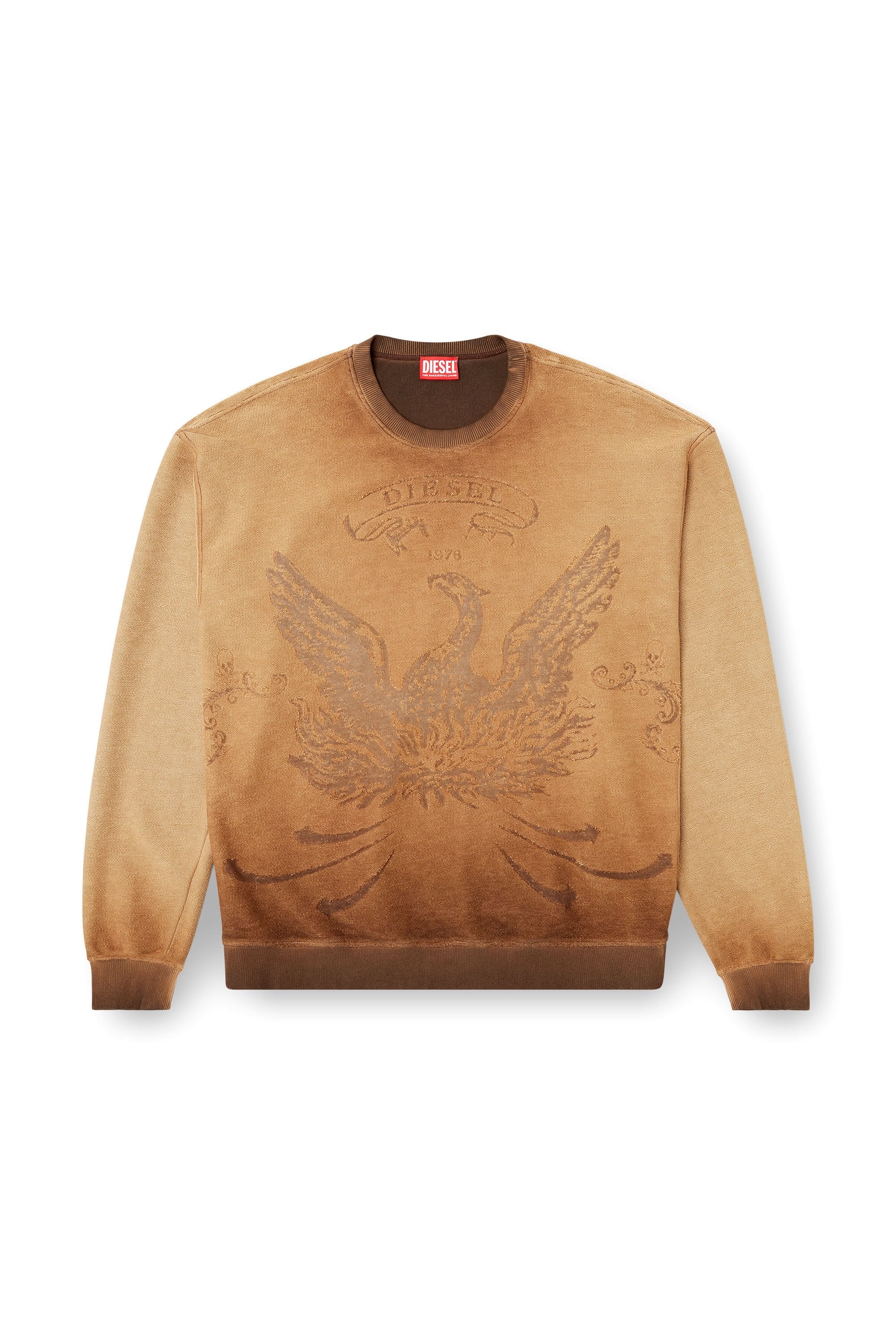 Men's Faded sweatshirt with devoré Phoenix logo Grey