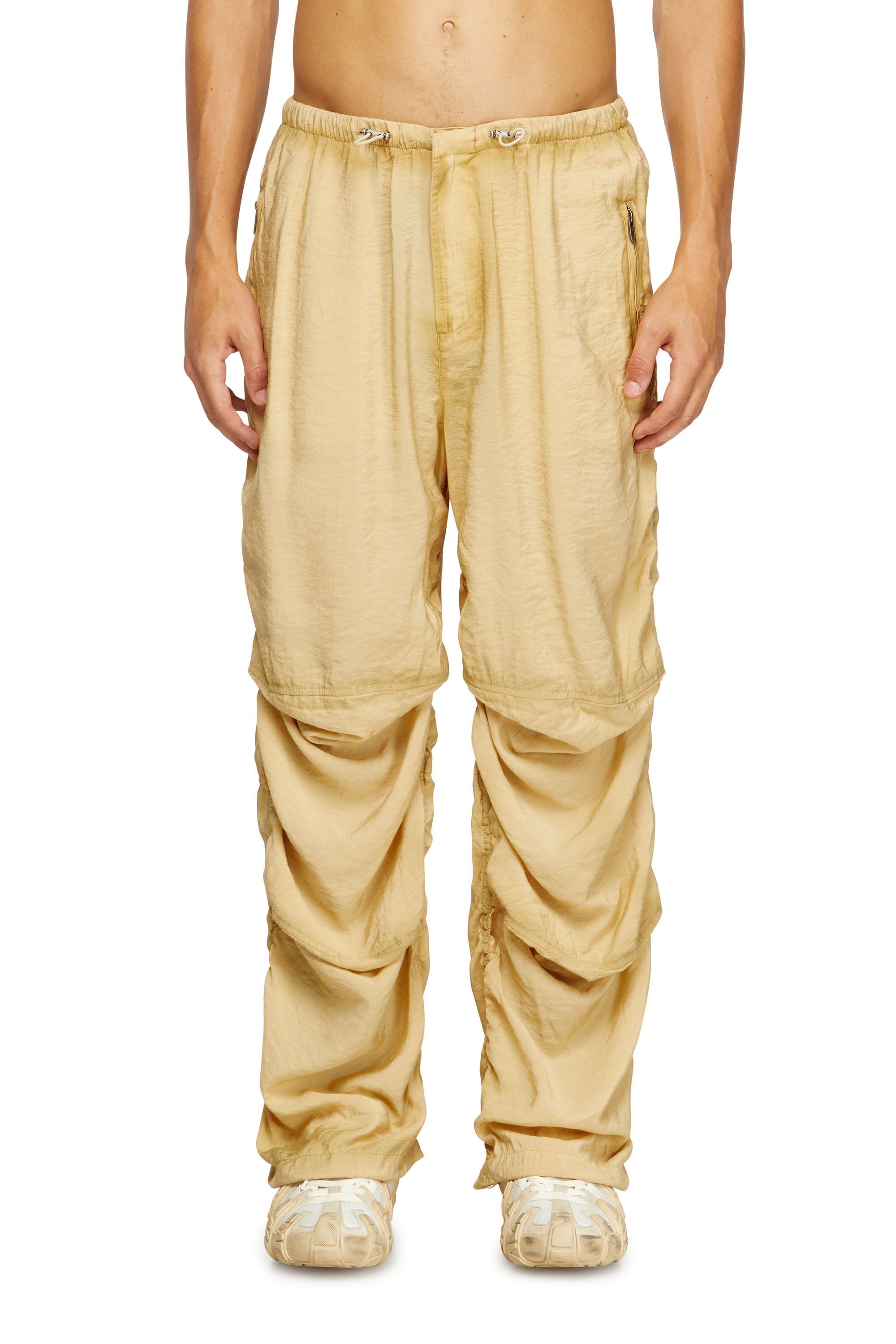 Men's Utility pants in light crinkled fabric Beige
