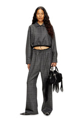 Women's Cropped Prince of Wales wool-blend coach jacket Black