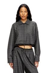 Women's Cropped Prince of Wales wool-blend coach jacket Black