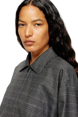 Women's Cropped Prince of Wales wool-blend coach jacket Black