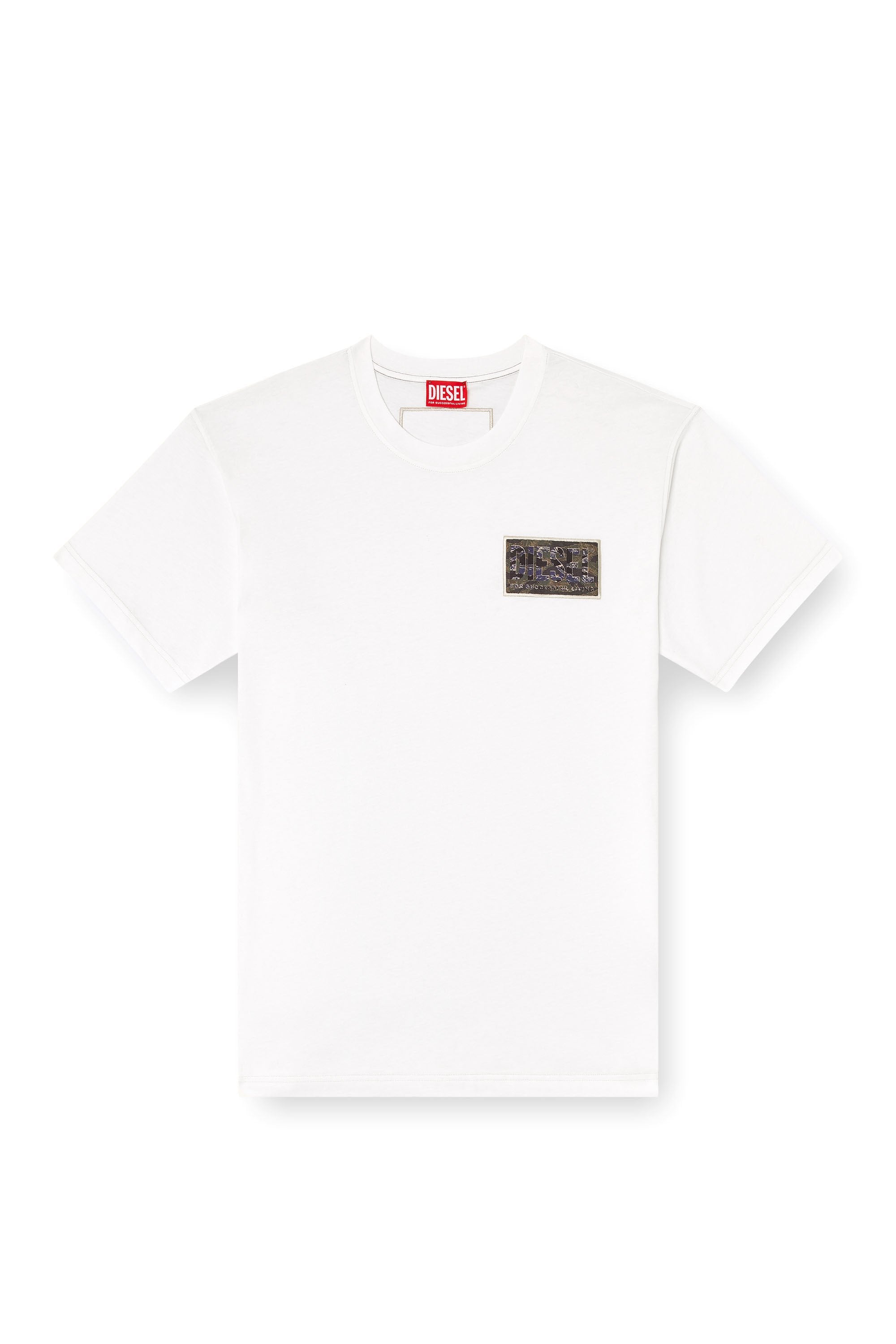 Men's T-shirt with camo logo patch White