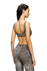 Women's Leopard print nylon sports bra Brown