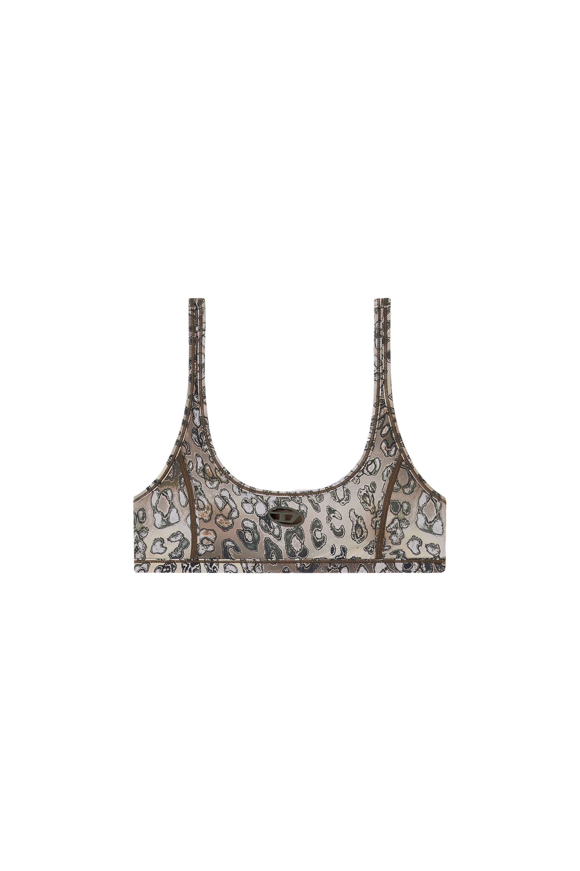 Women's Leopard print nylon sports bra Brown