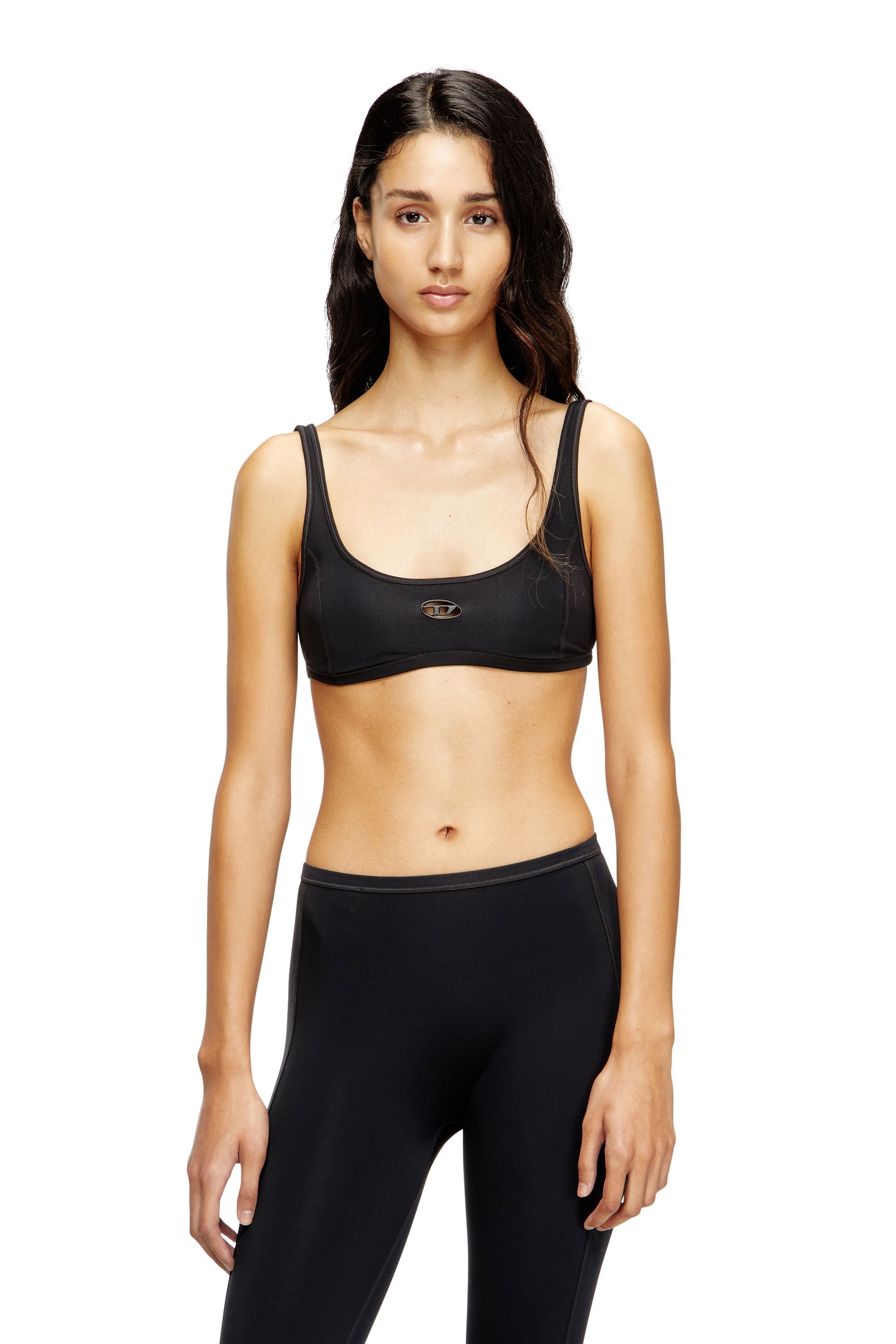 Women's Sports bra with cut-out logo Black