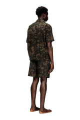 Men's Short pyjamas in cloudy-print check cotton Green