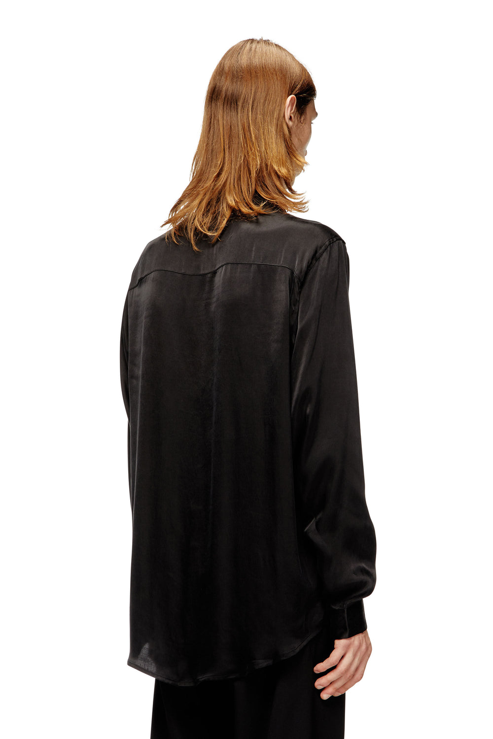 Men's Cupro shirt with embroidered logo Black