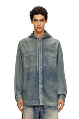 Men's Overshirt in marbled coated denim Blue