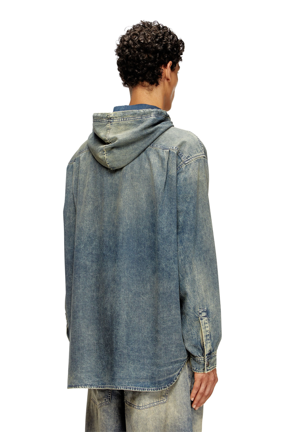 Men's Overshirt in marbled coated denim Blue