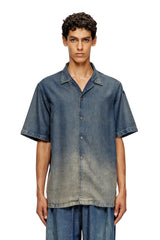 Men's Bowling shirt in gradient fluid denim Blue