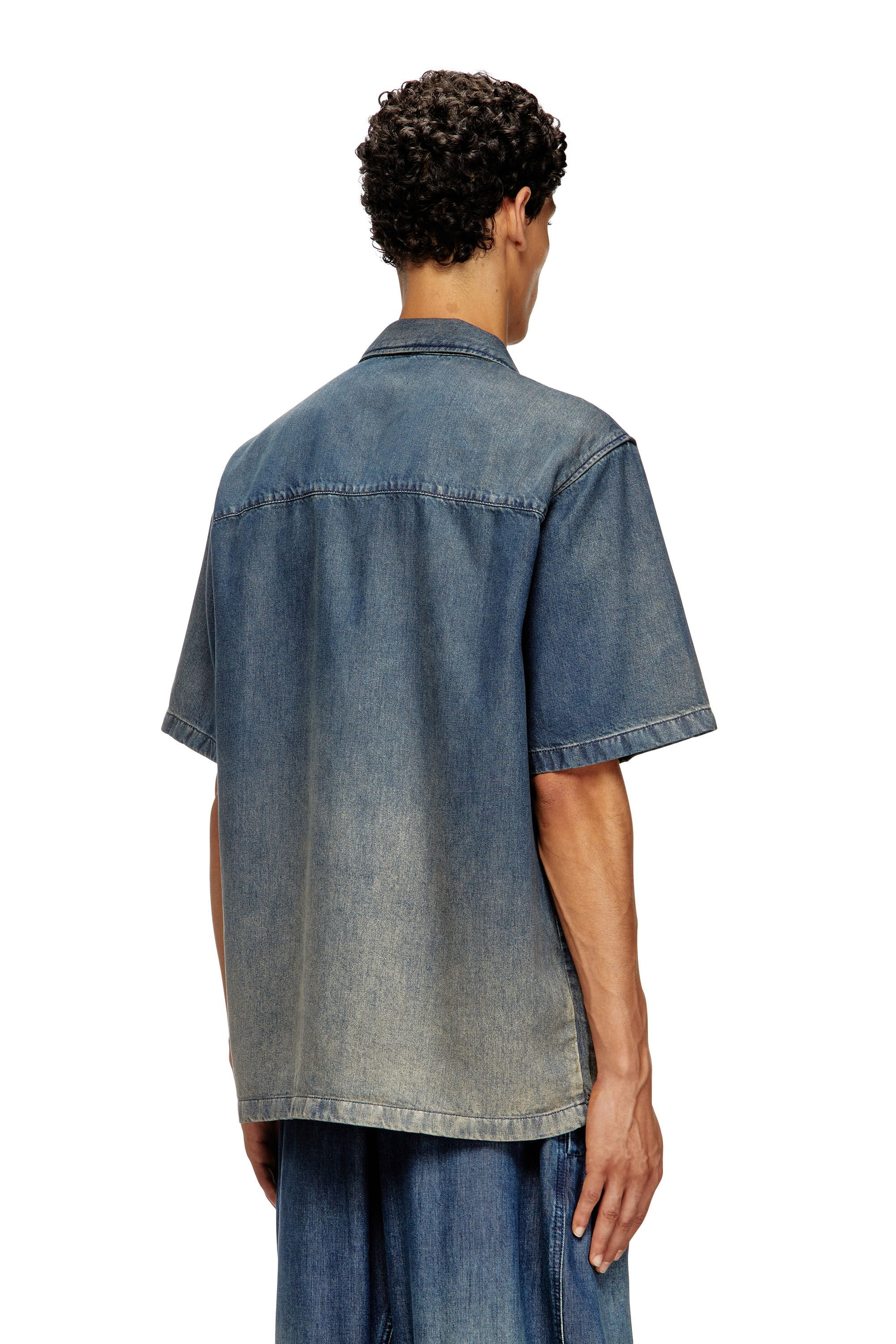 Men's Bowling shirt in gradient fluid denim Blue