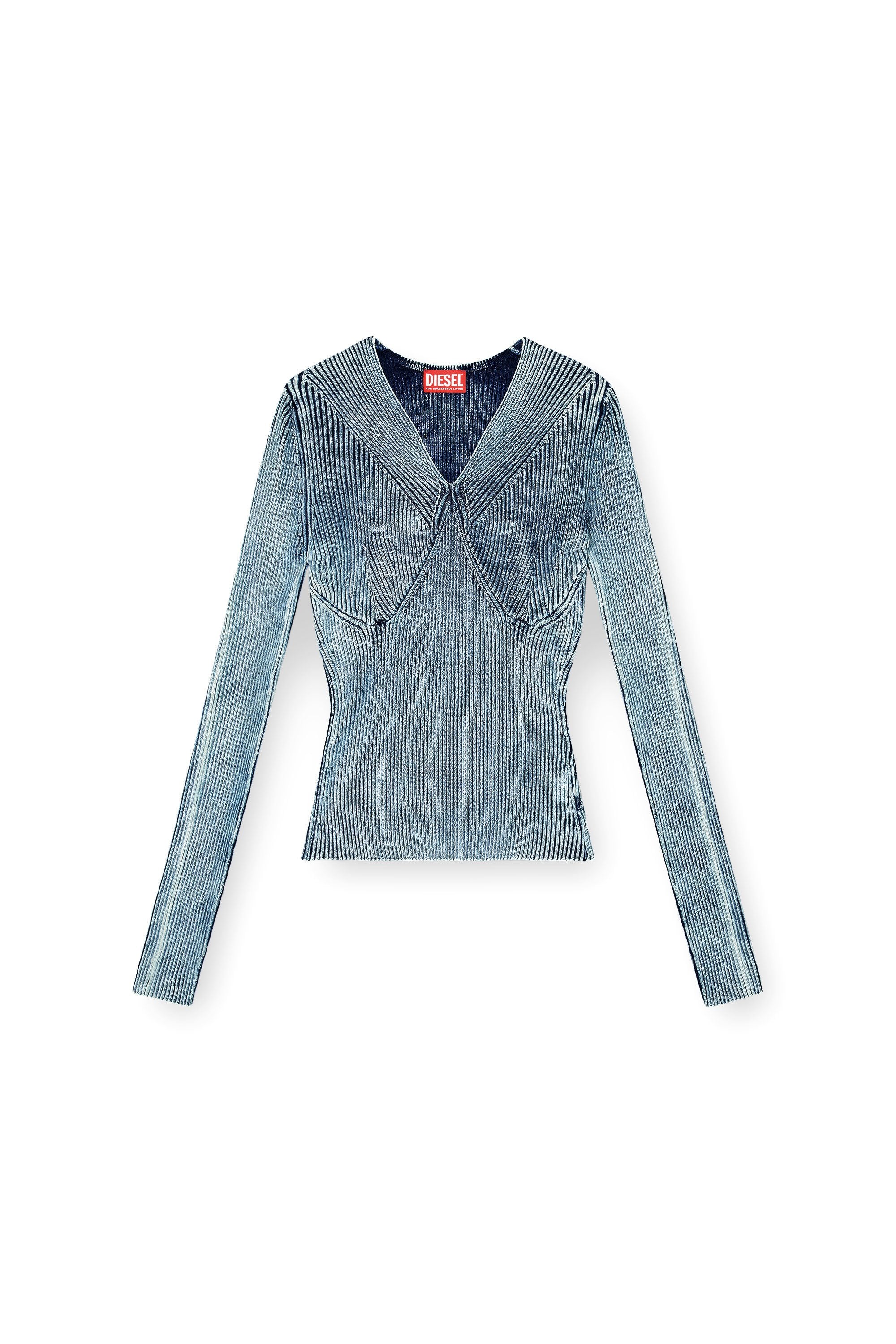 Women's Denim-yarn jumper with shiny effect Blue
