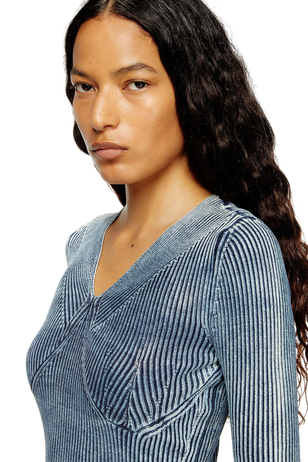 Women's Denim-yarn jumper with shiny effect Blue
