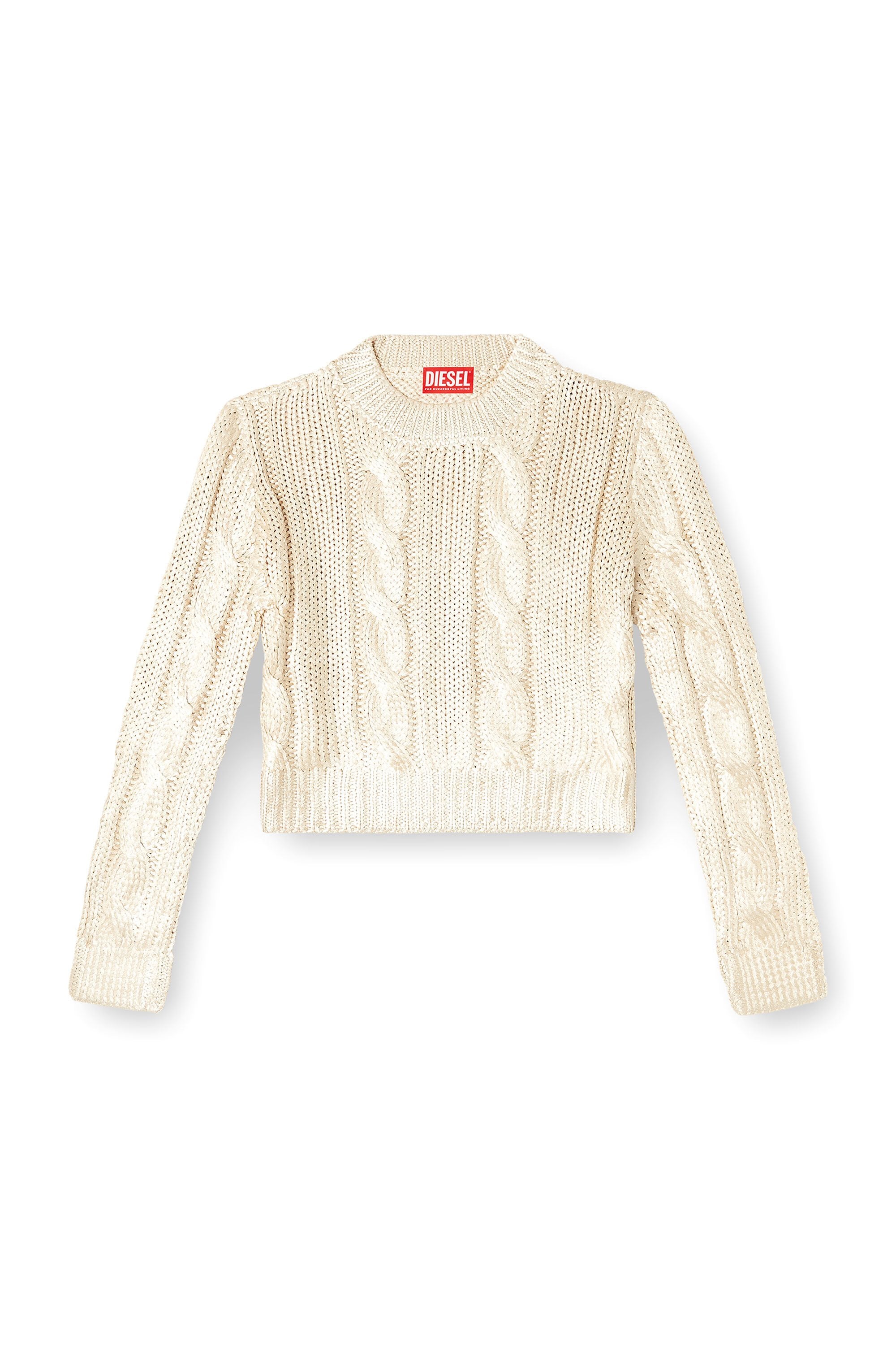 Women's Cable-knit jumper with shiny effect Beige