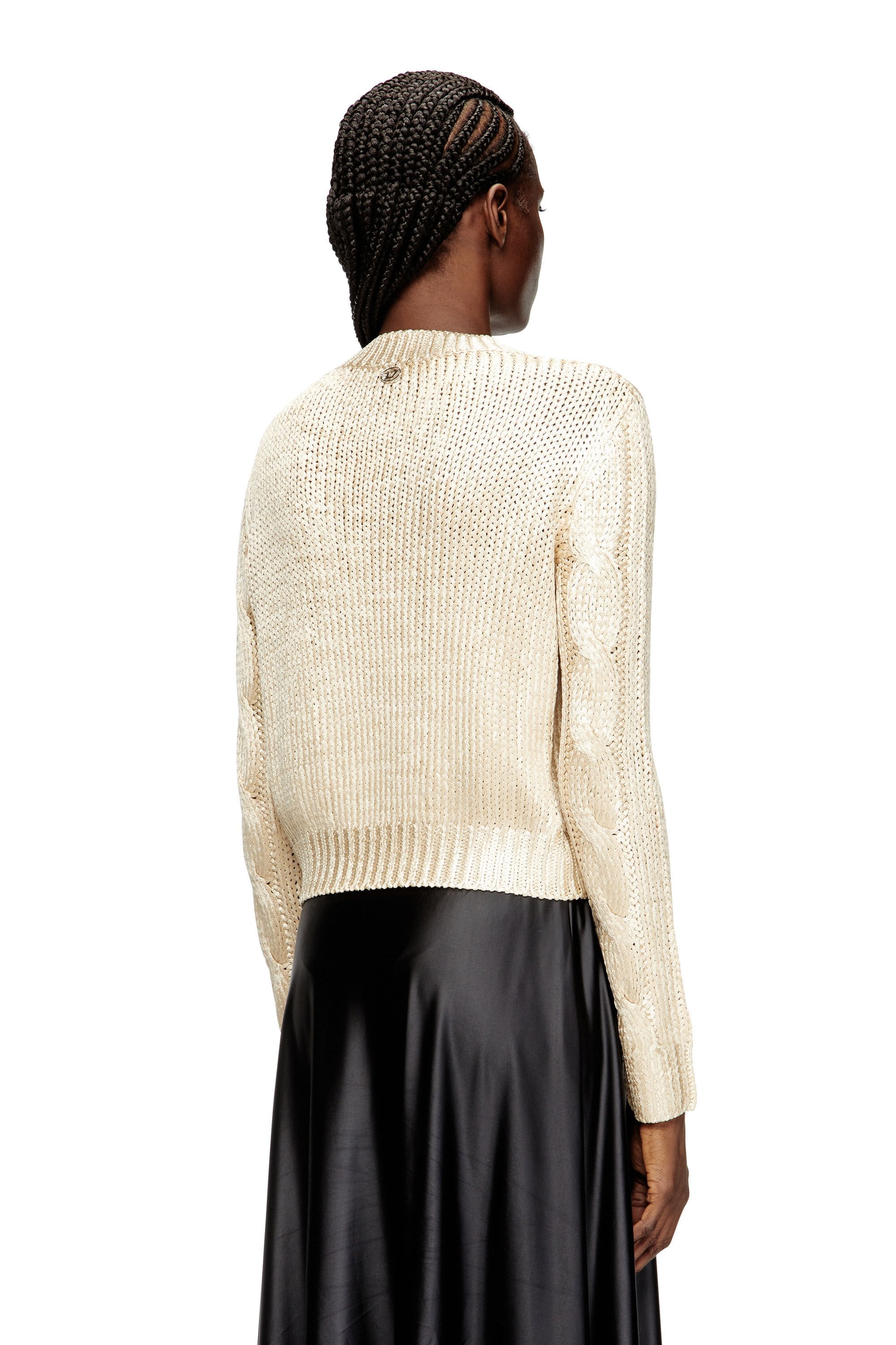 Women's Cable-knit jumper with shiny effect Beige