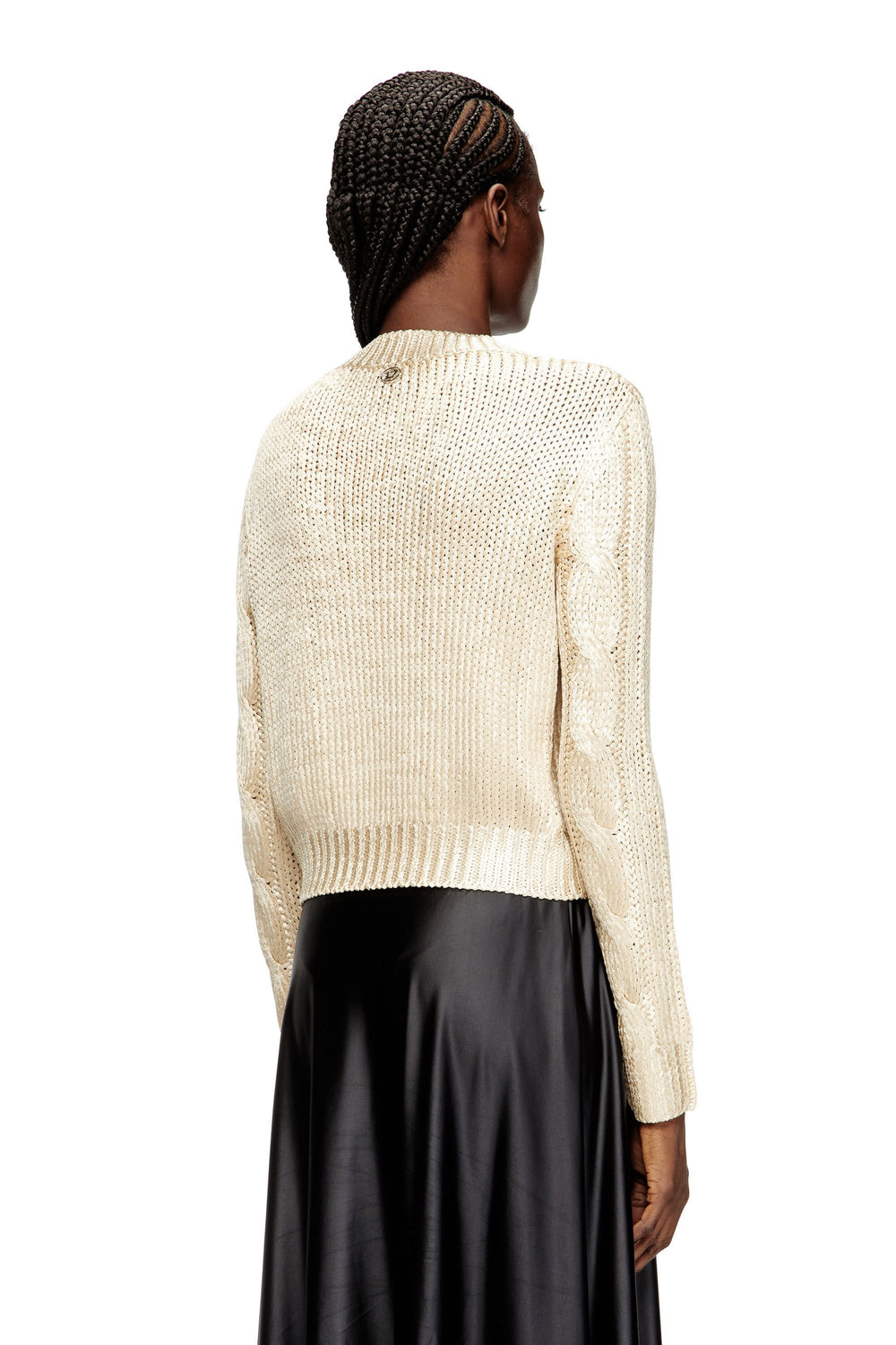 Women's Cable-knit jumper with shiny effect Beige