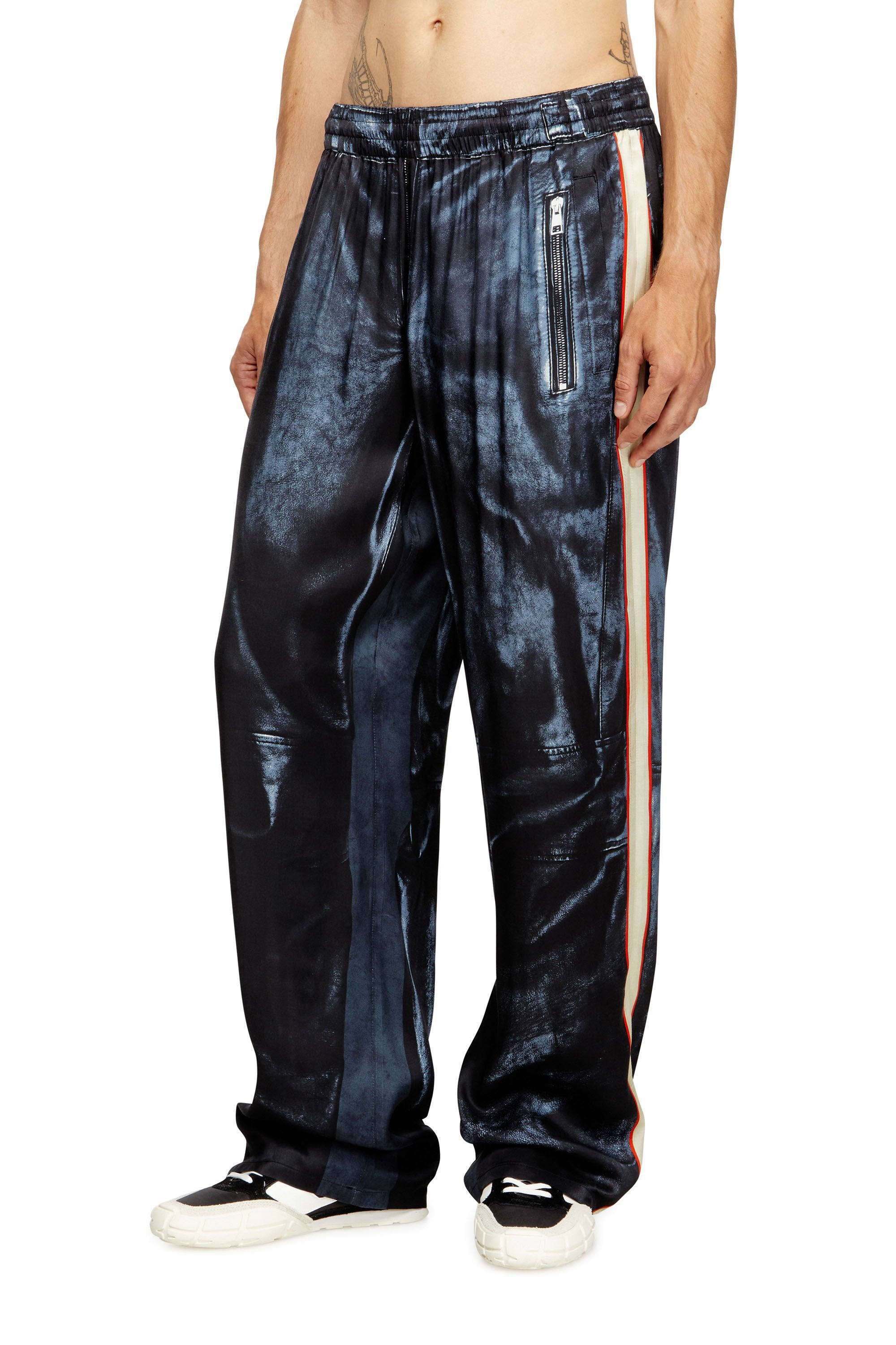 Men's Viscose trousers with biker print Multicolor