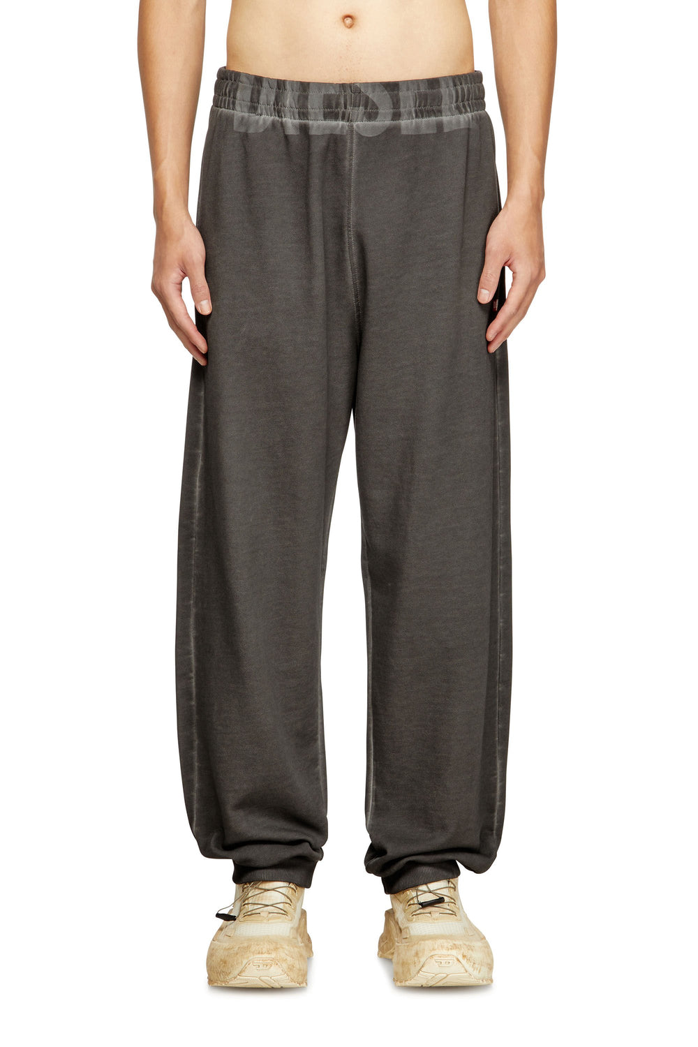 Men's Cotton joggers with drawstring waist Grey