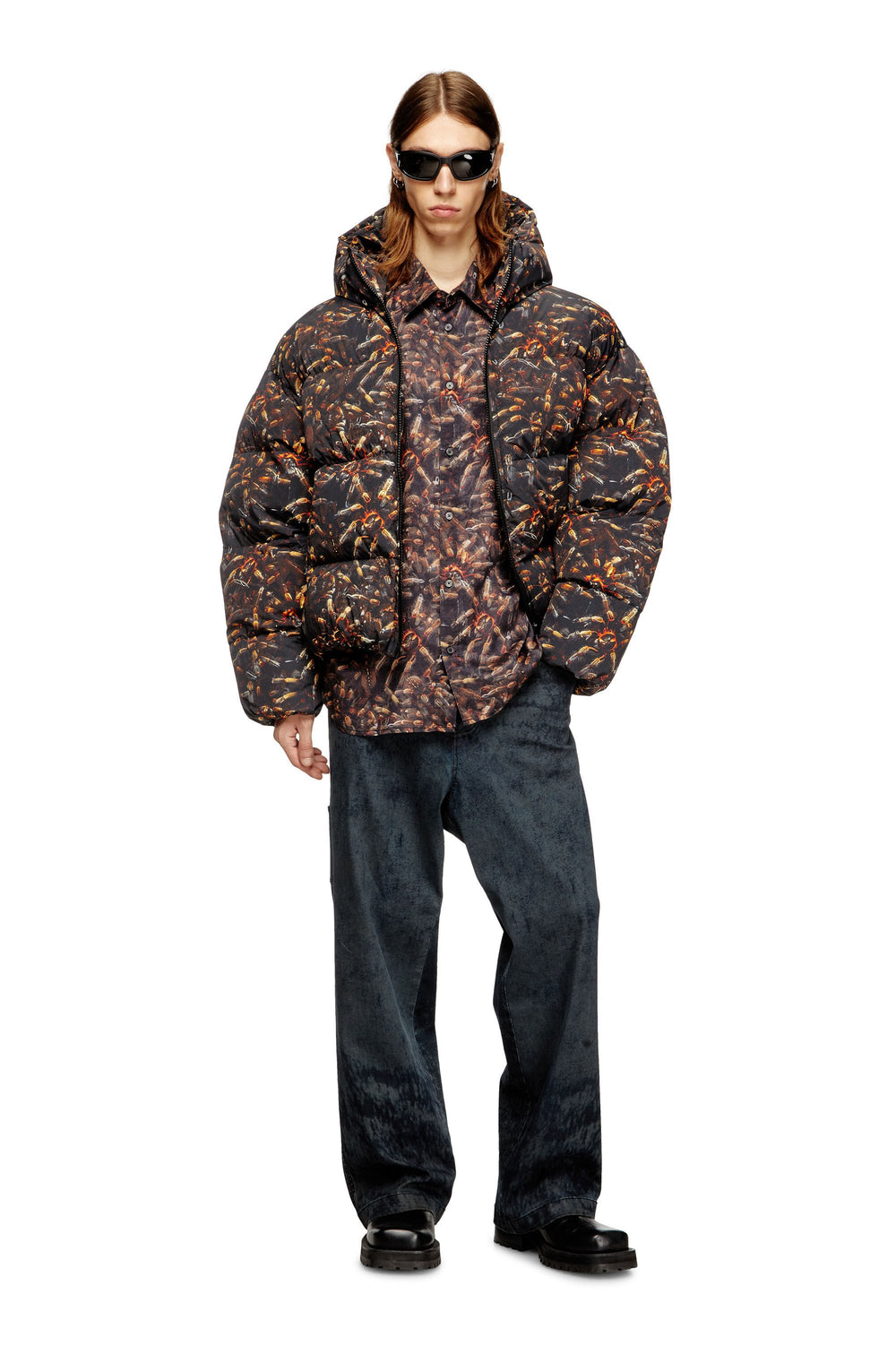 Men's Lyocell shirt with all-over print Multicolor