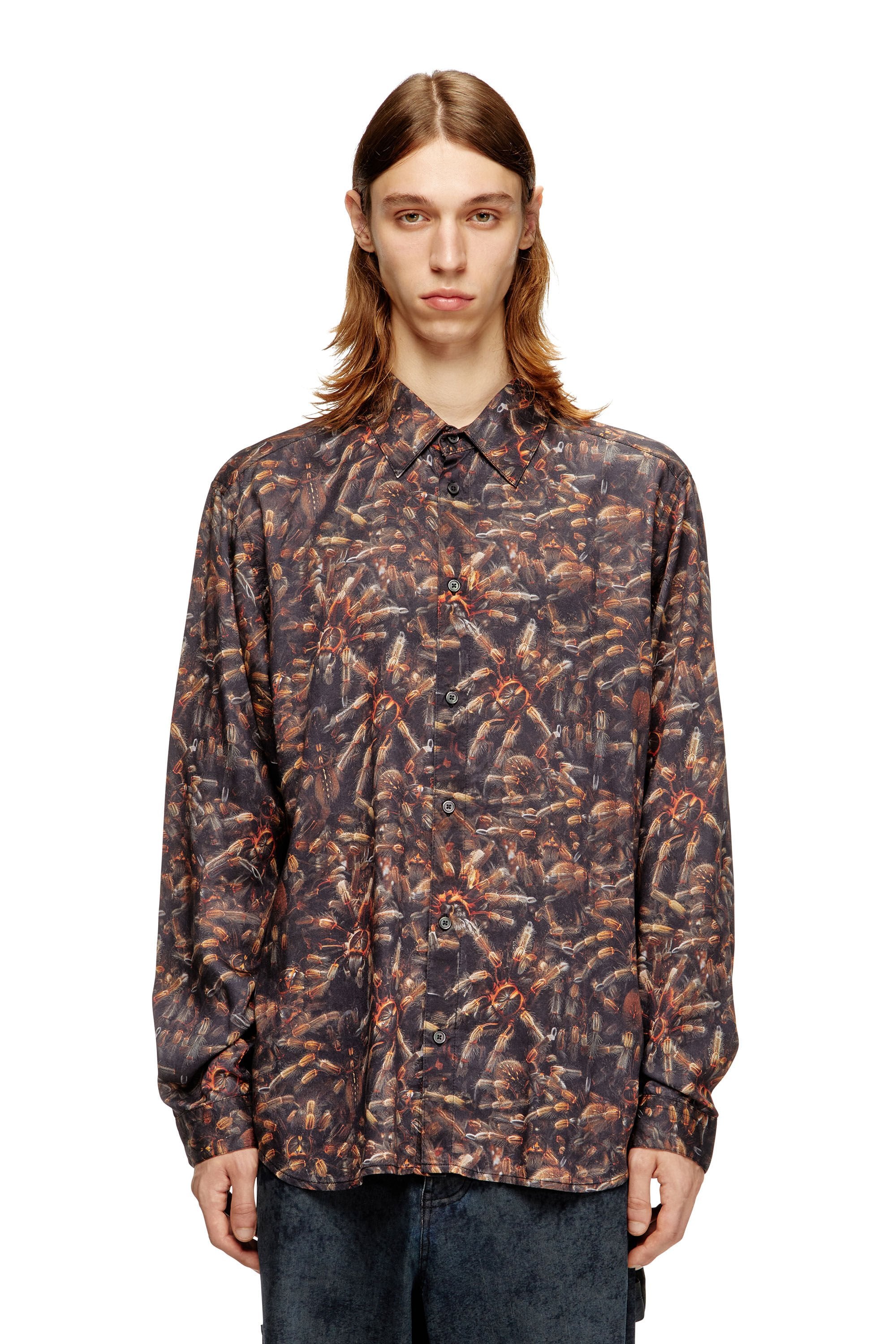 Men's Lyocell shirt with all-over print Multicolor