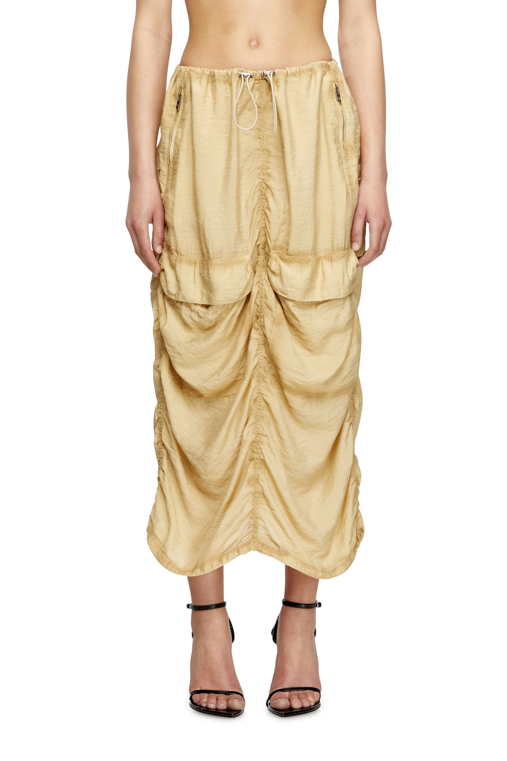Women's Cargo midi skirt in treated viscose-nylon Beige