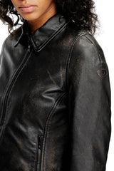 Women's Distressed leather jacket Black