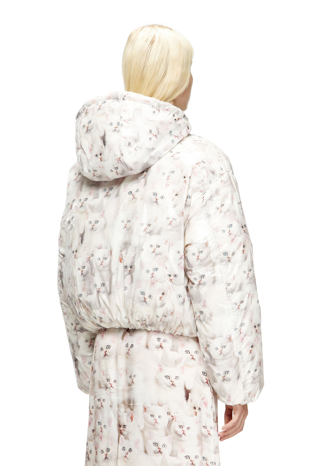 Women's Padded jacket with cat print White
