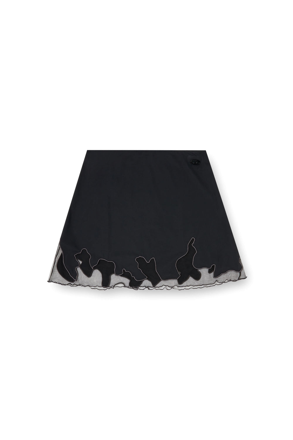 Women's Nylon mini skirt with tulle insert Black