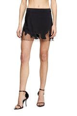Women's Nylon mini skirt with tulle insert Black