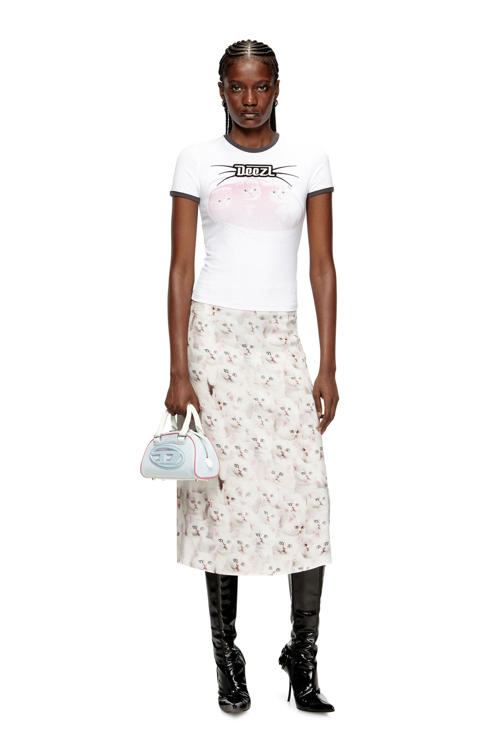 Women's Midi skirt in viscose with all-over print White