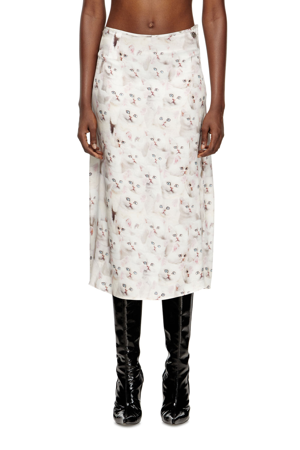 Women's Midi skirt in viscose with all-over print White