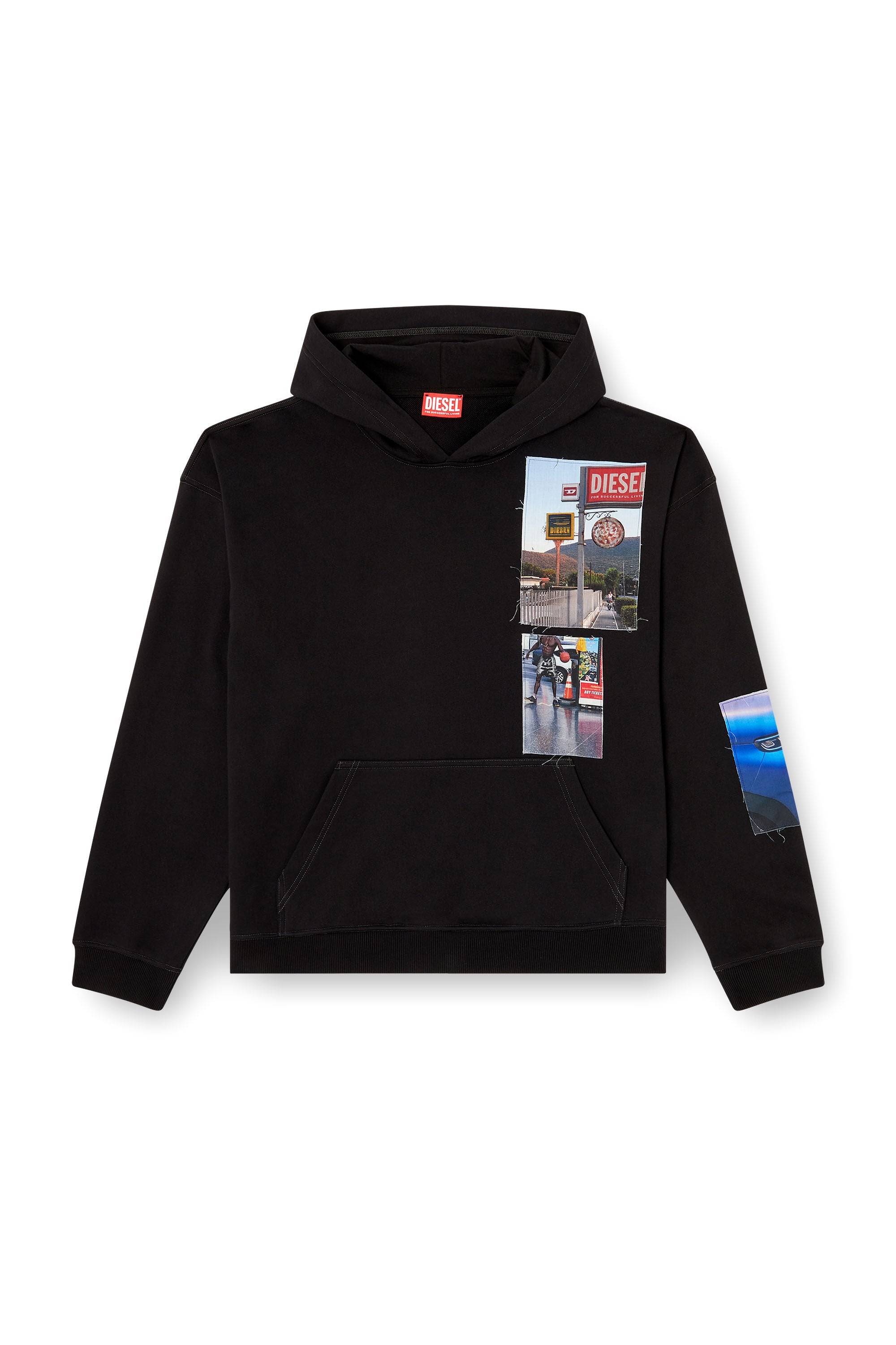 Men's Hoodie with logo photo patches Black