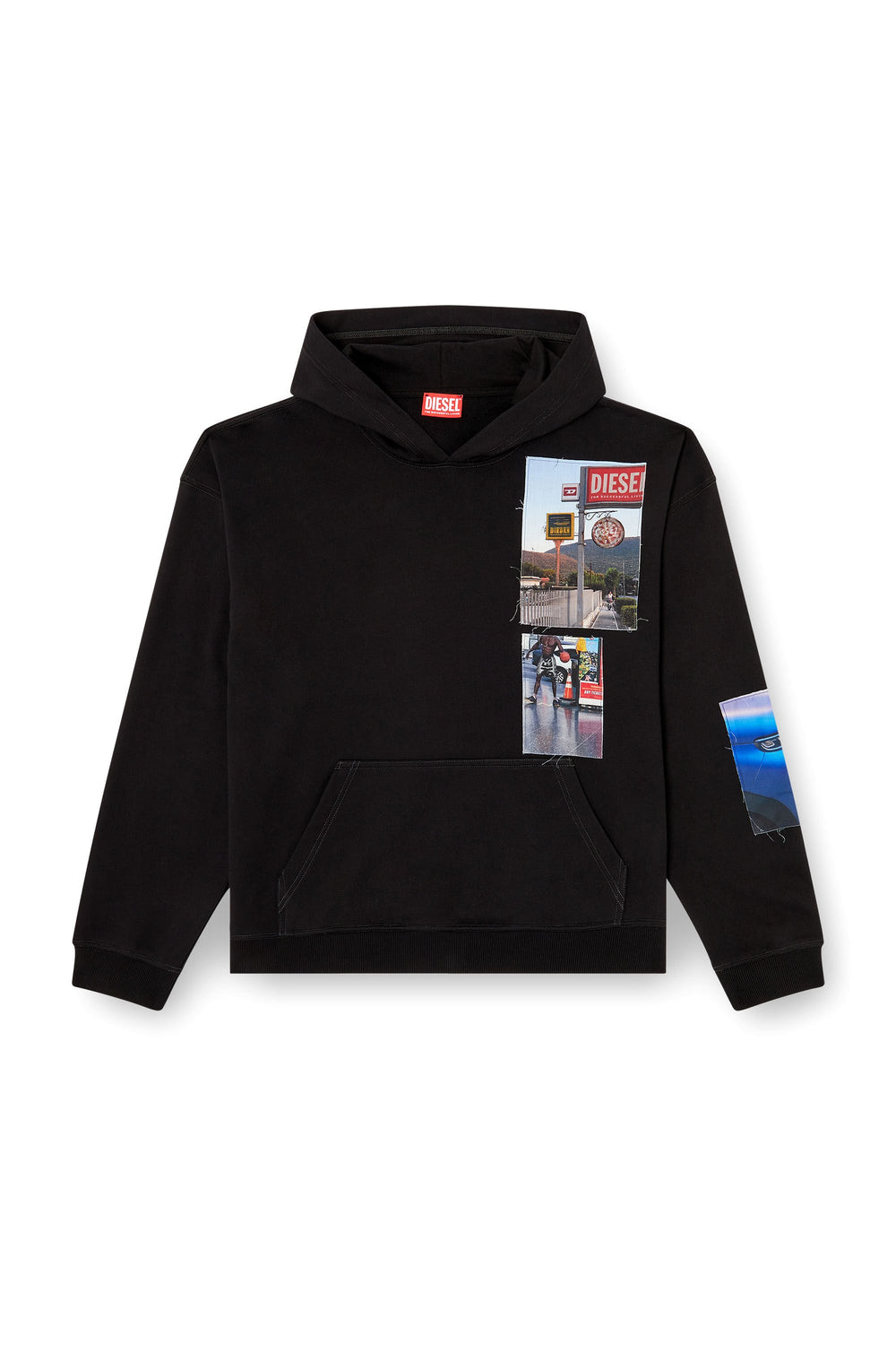 Men's Hoodie with logo photo patches Black