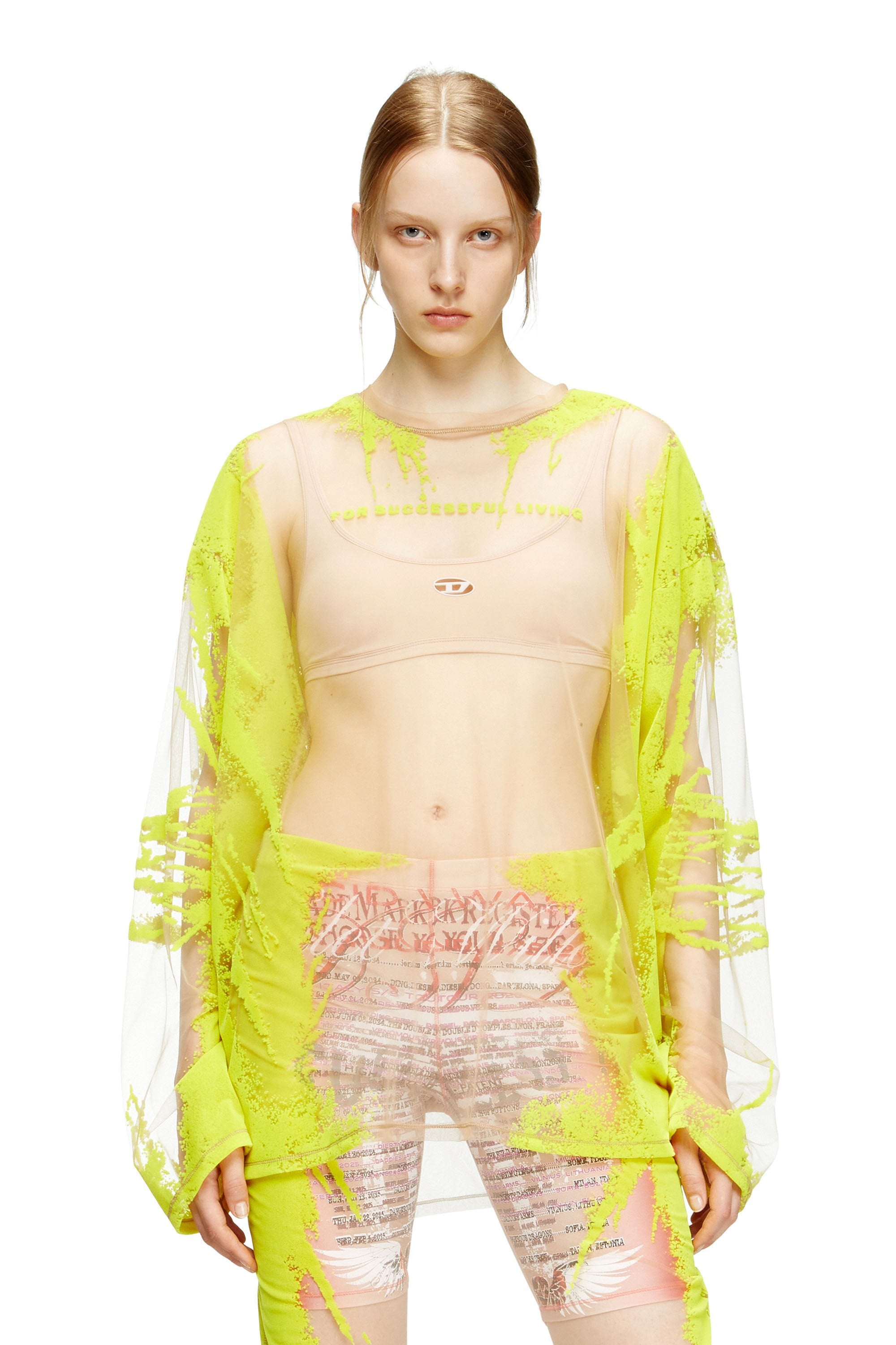 Women's Long-sleeve nylon T-shirt with lyrics print Pink