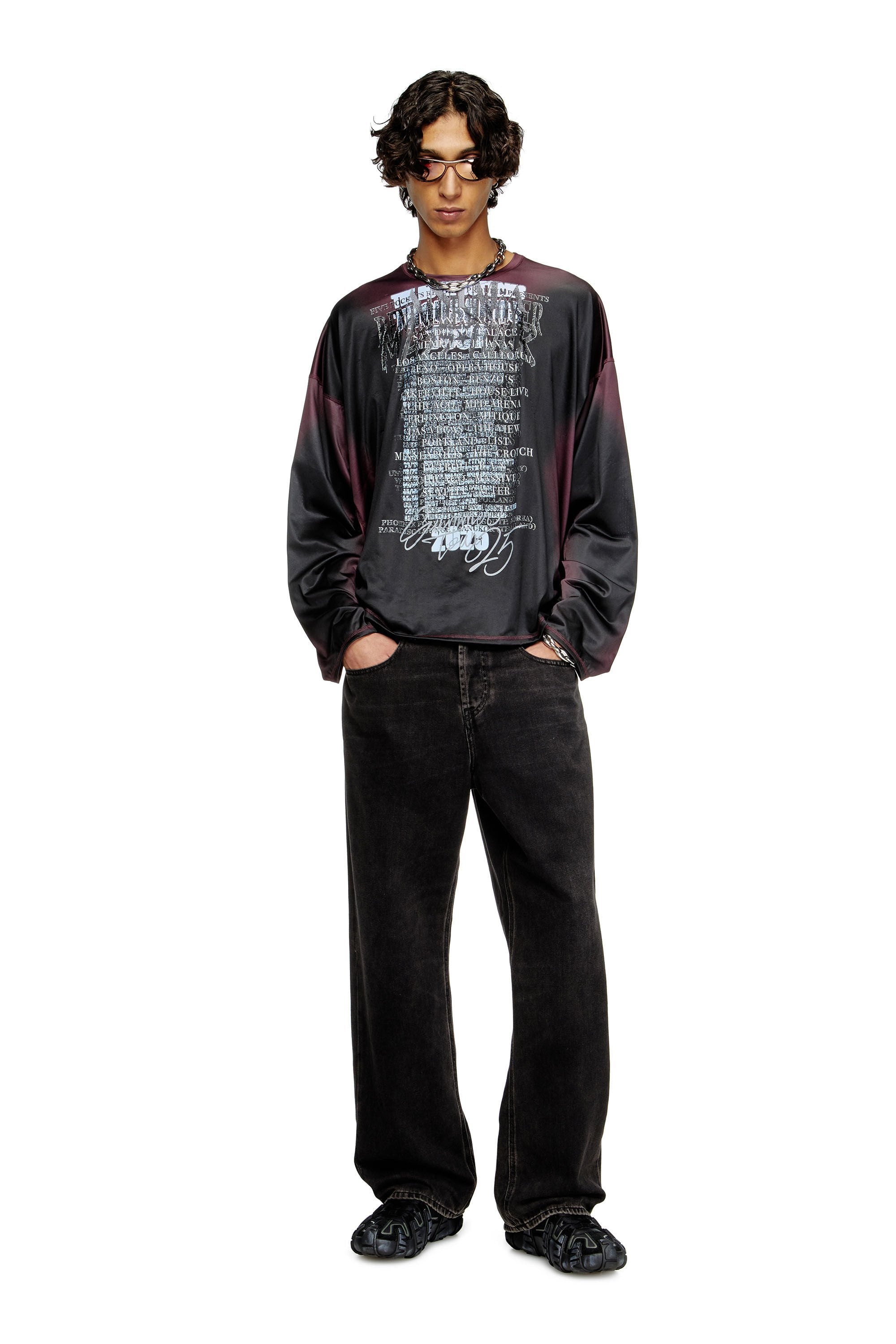 Women's Long-sleeve tech-jersey T-shirt with lyrics print Multicolor